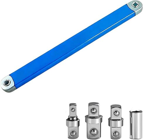 Bolt Buddy Ratchet Extension, Includes 1/2", 1/4", 3/8" Adapters, Zero Degree Ratchet Extension Set, Highly Versatile, Suitable For Use In Confined Spaces，red-15in in Kuwait