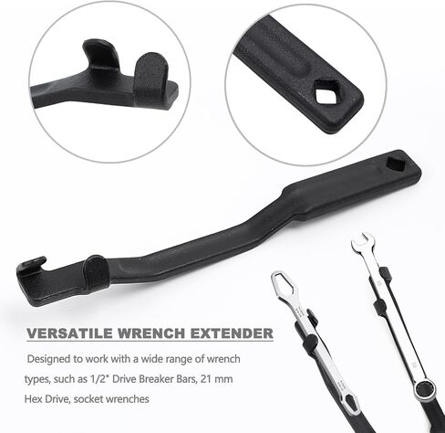 Minho Wrench Extender Set: 13.4" (340mm) Long Extension Bar + 1/2" to 21mm Hex Drive Adapter for 21mm Open End Wrenches – Heavy Duty Heat Treated Steel for ATV, UTV, Motorcycle & Farm Equipment Repair in Kuwait