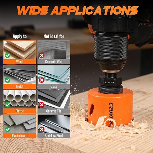 17PCS Bi-Metal Hole Saw Kit, Hole Cutter Set with 3/4" to 2-1/2" Hole Saws, One Arbor Fits All, for Wood, Metal, Plastic, Includes Drill Bits, Hex Key & Storage Case, Fathers Day Gift in Kuwait