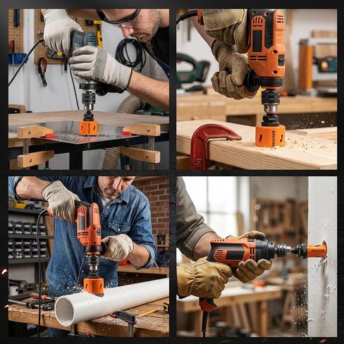 17PCS Bi-Metal Hole Saw Kit, Hole Cutter Set with 3/4" to 2-1/2" Hole Saws, One Arbor Fits All, for Wood, Metal, Plastic, Includes Drill Bits, Hex Key & Storage Case, Fathers Day Gift in Kuwait