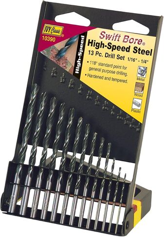 IVY Classic 10390 13-Piece Swift Bore High Speed Steel Roll Forged Drill Bit Set, Sturdy Metal Case in Kuwait
