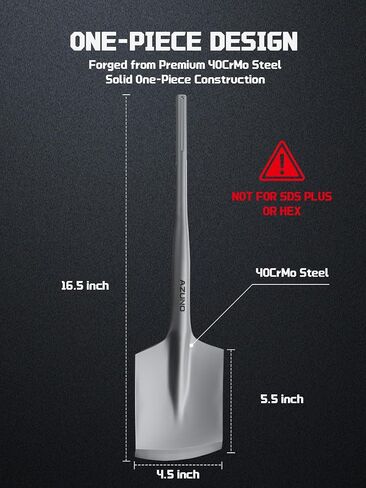 AZUNO SDS Max Clay Spade Bit, 4-1/2" x 17" Heavy-Duty Steel Shovel Bit for Rotary Hammer & Demolition Hammer, for Digging in Clay, Soil, Gravel, Sandstone, Adobe in Kuwait