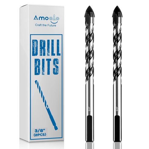 amoolo 5/16" Concrete Drill Bit & Masonry Drill Bit Set(2PCS), Carbide Tip Drill Bit Set for Tile, Brick, Cement, Concrete, Glass, Plastic, Cinder Block, Wood etc in Kuwait