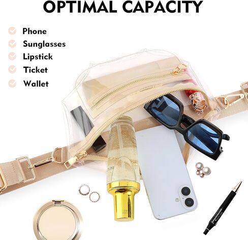 Clear Bag for Stadium Events Transparent Belt Fanny Pack Waist Clear Crossbody Stadium Bag Purse for Concerts Sports Events for Women Men in Saudi Arabia