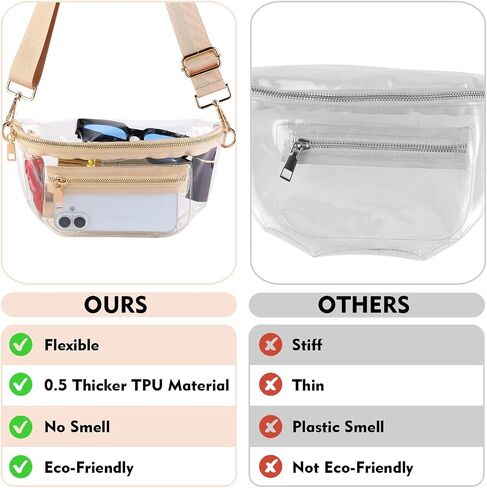 Clear Bag for Stadium Events Transparent Belt Fanny Pack Waist Clear Crossbody Stadium Bag Purse for Concerts Sports Events for Women Men in Saudi Arabia
