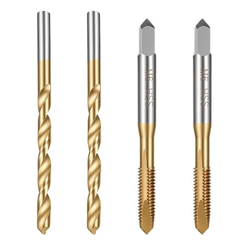 M6 Tap and 5.0mm Drill Bit Kit, M6x1.0 Taps HSS Metric Drill and Tap Set Combination of Drills and Taps Kit for Metal for Drilling and Tapping Machine Screws on Stainless Steel, Alloy Steel (4Pcs) in Kuwait