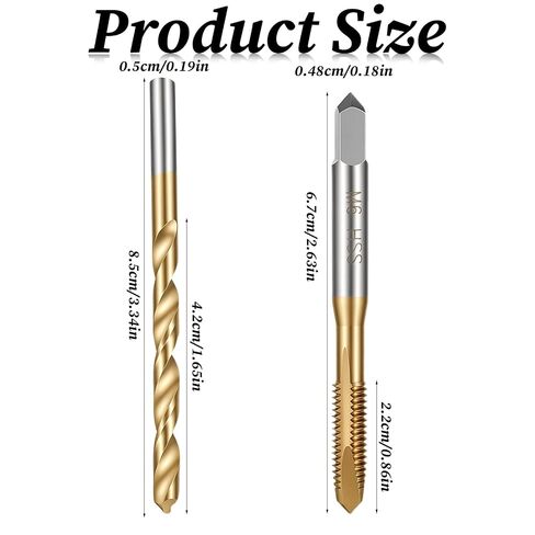 M6 Tap and 5.0mm Drill Bit Kit, M6x1.0 Taps HSS Metric Drill and Tap Set Combination of Drills and Taps Kit for Metal for Drilling and Tapping Machine Screws on Stainless Steel, Alloy Steel (4Pcs) in Kuwait