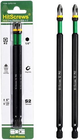 2" Anti-Slip Phillips Impact Bits #2,S2 Steel Screwdriver Bits,360° Laser-Etched Magnetic Driver PH2 Bit, CNC Precision 1/4" Hex Shank – Furniture, Carpentry & Everyday Fastening | 5 Pack in Kuwait