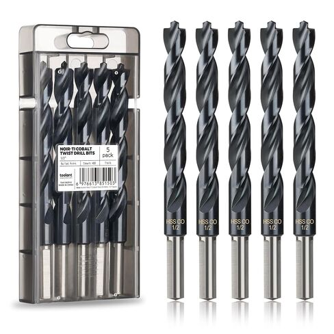 toolant 3/8" Cobalt Drill Bit Set(Pro) Titanium Aluminum Nitride Coated (TiAlN) with Bullet Point Tip, 5-Piece Bulk | Drill Bit Set (Pro), Ideal for Hardened Metal, Stainless Steel, M35 Cobalt High-speed Steel, High Strength & Heat Resistance in Kuwait