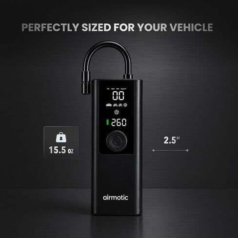 Portable Tire Inflator Air Compressor – Cordless Air Pump for Car Tires with Digital Pressure Gauge, Auto Shut-Off, LED Light, 150 PSI for Cars, Motorcycles, Bikes & Sports Balls in Kuwait