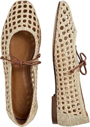 Women Woven Mesh Ballet Flats Raffia Lace up Mary Jane Flats | Woven Flats for Women,Ballet Flats,Raffia Mesh Flats for Women,Woven Ballet Flats,Women Mesh Mary Jane,Lace up Mesh Flats in Saudi Arabia