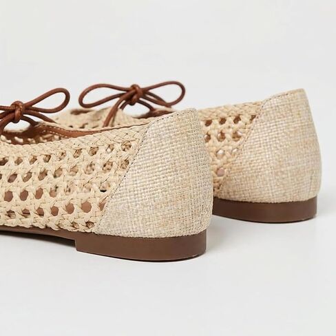 Women Woven Mesh Ballet Flats Raffia Lace up Mary Jane Flats | Woven Flats for Women,Ballet Flats,Raffia Mesh Flats for Women,Woven Ballet Flats,Women Mesh Mary Jane,Lace up Mesh Flats in Saudi Arabia