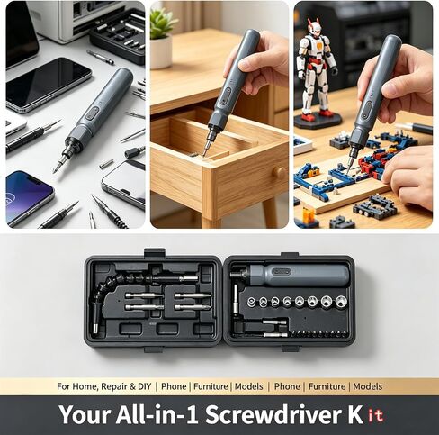 Oulaiide 26-in-1 Electric Screwdriver Kit, 4V | Rechargeable, Cordless in Kuwait