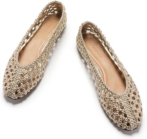 C.Paravano Woven Ballet Flats | Slip-On Square Toe | Women Flats | Handwoven Design, Lambskin leather Lining, Lightweight Feel, Cushioned Insole, Secure Barefoot Feel in Kuwait