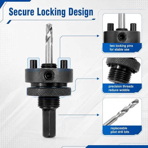1/2" Hex Shank Quick Change Arbor Fits 1-1/2" to 10" Hole Saws with 5 Pcs Central Drill Bits in Kuwait