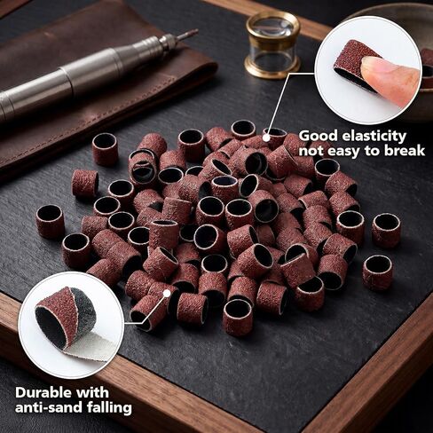 200 Pcs 1/2 Inch Sand Drum Grit 60 Coarse with 2 Pcs 1/8 Inch Mandrel for Rotary Tools, Aluminum Oxide Sanding Sleeves for Drum Sanders, Sanding Bits Tool Accessories in Kuwait