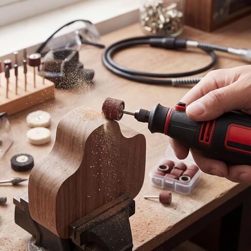 200 Pcs 1/2 Inch Sand Drum Grit 60 Coarse with 2 Pcs 1/8 Inch Mandrel for Rotary Tools, Aluminum Oxide Sanding Sleeves for Drum Sanders, Sanding Bits Tool Accessories in Kuwait