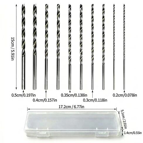 10 Piece 150mm Extra Long HSS Twist Drill Bit Set, 5 Different Sizes, Two of Each, Straight Shank 2-5mm for Wood Plastic and Aluminum in Kuwait