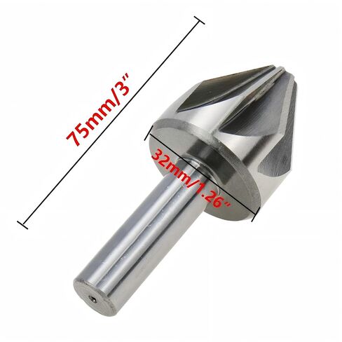 60° Countersink Drill Bit HHS 32mm Cutting Diameter - High Speed Steel Chamfer Mill Cutter with 8 Flutes for Wood, Plastic, Aluminum, PCB Board in Kuwait