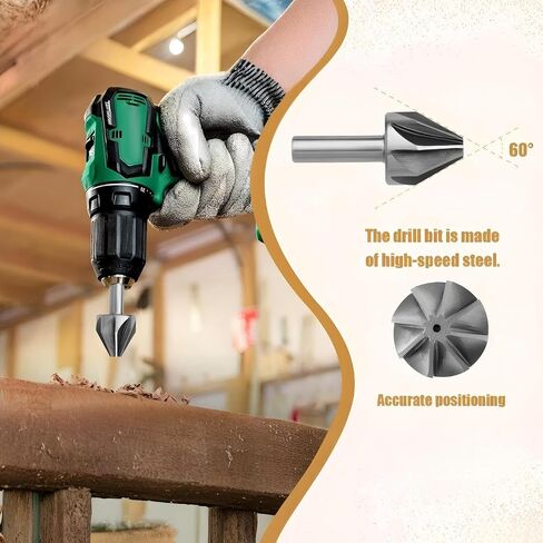 60° Countersink Drill Bit HHS 32mm Cutting Diameter - High Speed Steel Chamfer Mill Cutter with 8 Flutes for Wood, Plastic, Aluminum, PCB Board in Kuwait