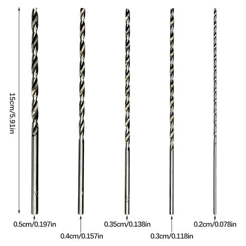 HSS Twist Drill Bit Set 150mm Extra Long,10 Piece | Extra Long Drill Bit Set,Straight Shank 2mm-5mm,Premium HSS Material,Efficient Twisted Flutes,Woodworking Projects in Kuwait