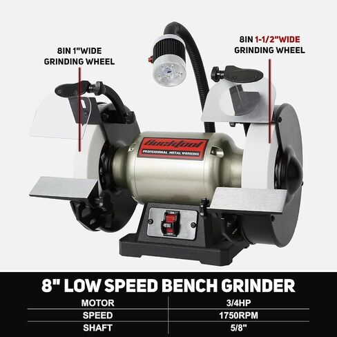 BUCKTOOL 8 Inch 3/4 HP Low-Speed Bench Grinder fit CBN Wheel Professional Wobble-free Wheel Grinder TDS-200C4HL in Kuwait