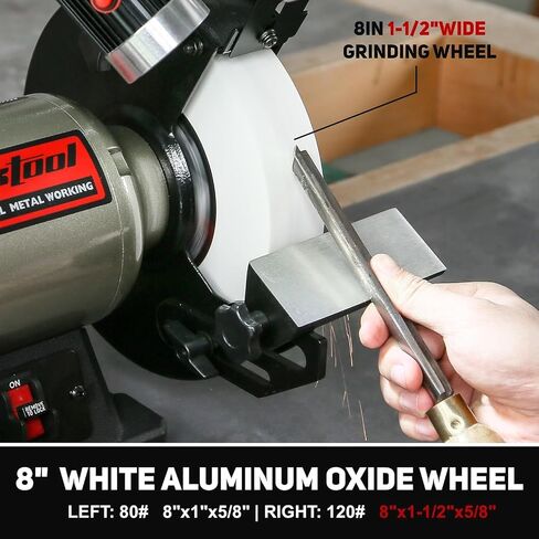 BUCKTOOL 8 Inch 3/4 HP Low-Speed Bench Grinder fit CBN Wheel Professional Wobble-free Wheel Grinder TDS-200C4HL in Kuwait