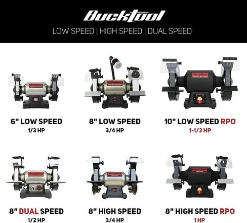 BUCKTOOL 8 Inch 3/4 HP Low-Speed Bench Grinder fit CBN Wheel Professional Wobble-free Wheel Grinder TDS-200C4HL in Kuwait