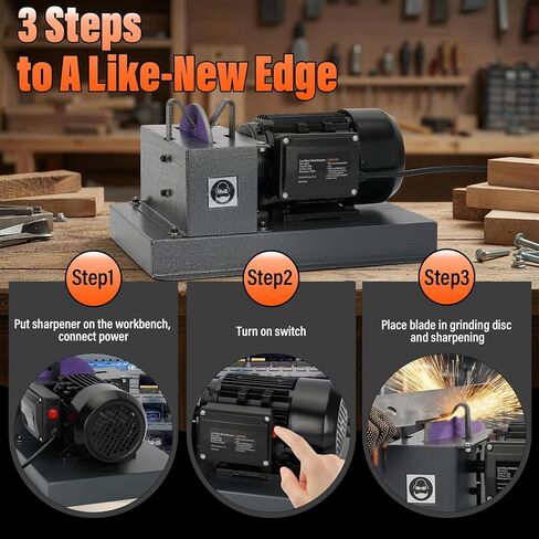 Lawn Mower Blade Sharpener, Upgraded 2/3HP 500W Lawnmower Bench Grinder | 7-Inch Ceramic Grinding Wheel, Extra 60-Grit Ceramic Sandpapers, 30°/40° Brackets, for High/Low Lift, Gator & Flat Blades in Kuwait