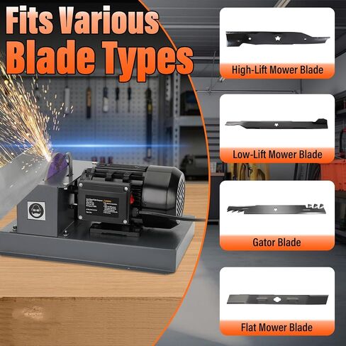 Lawn Mower Blade Sharpener, Upgraded 2/3HP 500W Lawnmower Bench Grinder | 7-Inch Ceramic Grinding Wheel, Extra 60-Grit Ceramic Sandpapers, 30°/40° Brackets, for High/Low Lift, Gator & Flat Blades in Kuwait
