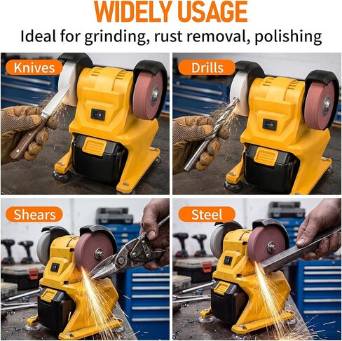 Mini Bench Grinder Compatible with Dewalt 20V Battery(No Battery) | Cordless Bench Grinder with Dual Grinding Wheels for Sharpen Knives, Drills, Steel, Rust Removal in Kuwait