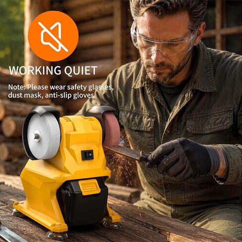 Mini Bench Grinder Compatible with Dewalt 20V Battery(No Battery) | Cordless Bench Grinder with Dual Grinding Wheels for Sharpen Knives, Drills, Steel, Rust Removal in Kuwait