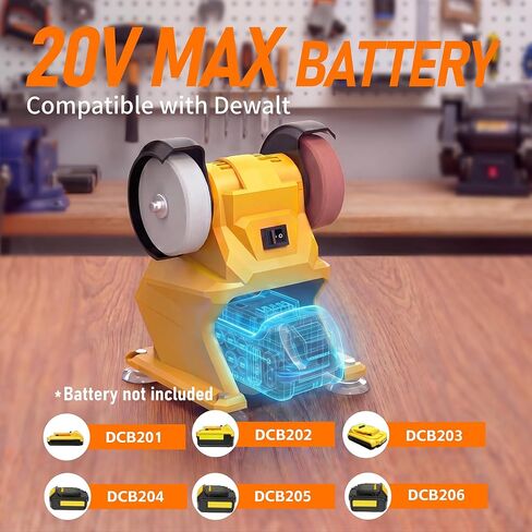 Mini Bench Grinder Compatible with Dewalt 20V Battery(No Battery) | Cordless Bench Grinder with Dual Grinding Wheels for Sharpen Knives, Drills, Steel, Rust Removal in Kuwait