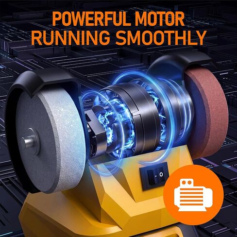 Mini Bench Grinder Compatible with Dewalt 20V Battery(No Battery) | Cordless Bench Grinder with Dual Grinding Wheels for Sharpen Knives, Drills, Steel, Rust Removal in Kuwait
