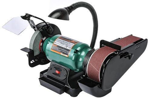 JEGS Bench Grinder And Belt Sander Combo | 6in. Diameter Grinder | 2in. Wide Sander And 90-Degree Tilt Adjustment | Adjustable Work Light | 6 Foot Cord | 110 Volt / 60 Hz, 2.5 Amp Motor in Kuwait
