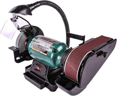 JEGS Bench Grinder And Belt Sander Combo | 6in. Diameter Grinder | 2in. Wide Sander And 90-Degree Tilt Adjustment | Adjustable Work Light | 6 Foot Cord | 110 Volt / 60 Hz, 2.5 Amp Motor in Kuwait