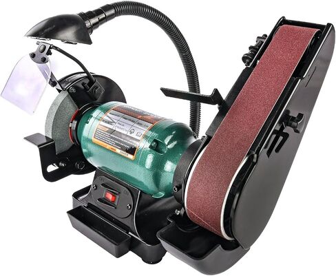 JEGS Bench Grinder And Belt Sander Combo | 6in. Diameter Grinder | 2in. Wide Sander And 90-Degree Tilt Adjustment | Adjustable Work Light | 6 Foot Cord | 110 Volt / 60 Hz, 2.5 Amp Motor in Kuwait