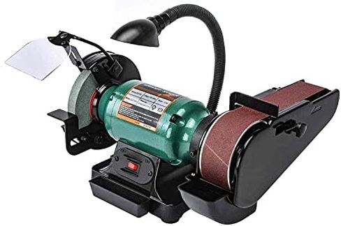 JEGS Bench Grinder And Belt Sander Combo | 6in. Diameter Grinder | 2in. Wide Sander And 90-Degree Tilt Adjustment | Adjustable Work Light | 6 Foot Cord | 110 Volt / 60 Hz, 2.5 Amp Motor in Kuwait