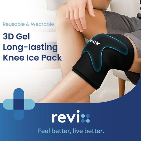 REVIX 3D Knee Ice Pack Wrap, Flexible Ice Compression Knee Sleeve with Innovative Dual-layer Gel, Reusable ice sleeve for knee, Cold Therapy for Knee, Elbow & Calf (M) in Saudi Arabia