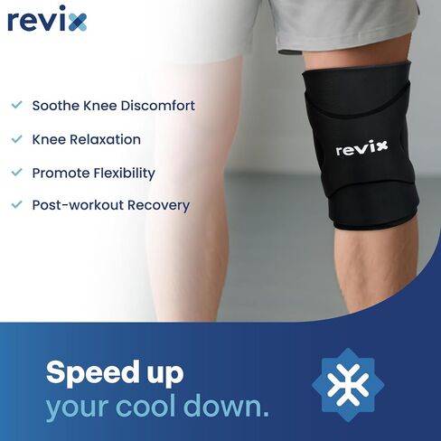 REVIX 3D Knee Ice Pack Wrap, Flexible Ice Compression Knee Sleeve with Innovative Dual-layer Gel, Reusable ice sleeve for knee, Cold Therapy for Knee, Elbow & Calf (M) in Saudi Arabia