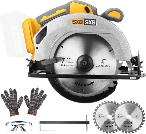 Circular Saw for De-Walt 20V Max Battery, 7-Inch Brushless Cordless Circular Saw, 8000 RPM, 0-45° Bevel, Power Tool for Wood PVC Cutting (Battery Not Included) in Kuwait