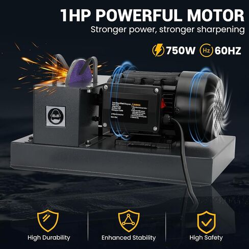 Lawn Mower Blade Bench Grinder, 1HP 750W Lawn Blade Sharpener, LawnMower Blade Sharpeners with 30° 40° Adjustable Brackets, 9 Inch Ceramic Sandpaperfor High/Low Lift, Gator, Flat Blades in Kuwait