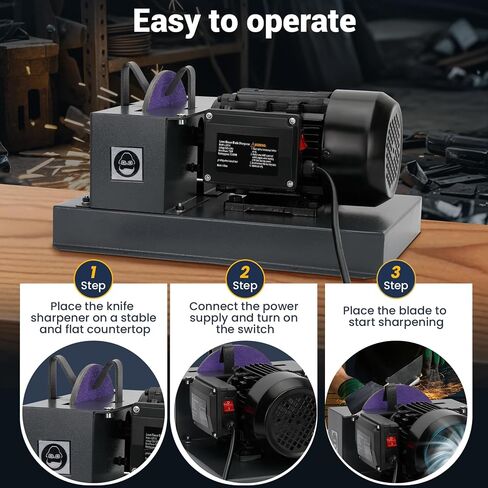 Lawn Mower Blade Bench Grinder, 1HP 750W Lawn Blade Sharpener, LawnMower Blade Sharpeners with 30° 40° Adjustable Brackets, 9 Inch Ceramic Sandpaperfor High/Low Lift, Gator, Flat Blades in Kuwait