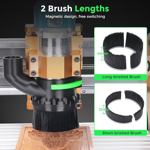 CNC Dust Shoe for 65mm & 69mm Spindles, Dual Brush, 1.5in Port | Improves CNC dust collection with 65/69mm spindle fit, dual brush sealing, magnetic access and quick-lock installation. in Kuwait