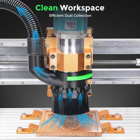 CNC Dust Shoe for 65mm & 69mm Spindles, Dual Brush, 1.5in Port | Improves CNC dust collection with 65/69mm spindle fit, dual brush sealing, magnetic access and quick-lock installation. in Kuwait