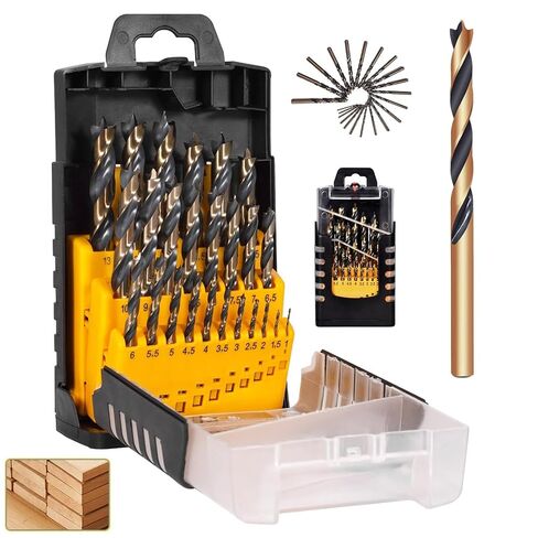 25Pcs Metric Drill Bit Set, HSS Brad Point Drill Bit Set, 1-13mm (0.5mm Step) Brad Point Drill Bits for Woodworking, Wood Drill Bits for Hardwood Softwood with Storage Case in Kuwait