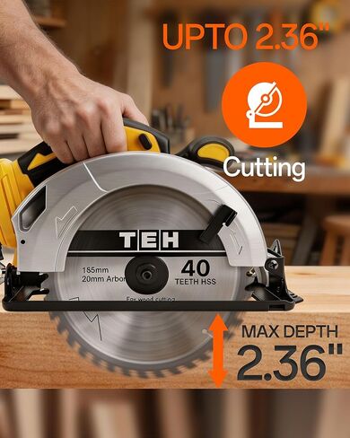 7-1/4" Circular Saw Compatible with Dewalt 20V Max Battery(No Battery) | Cordless Circular Saws with 2 Blades (40T&24T), 0-45°Bevel, 7000RPM for Wood PVC Cutting in Kuwait