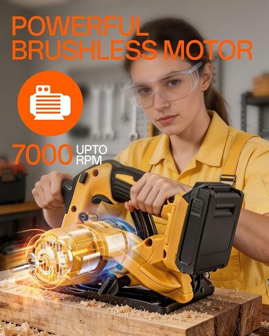 7-1/4" Circular Saw Compatible with Dewalt 20V Max Battery(No Battery) | Cordless Circular Saws with 2 Blades (40T&24T), 0-45°Bevel, 7000RPM for Wood PVC Cutting in Kuwait
