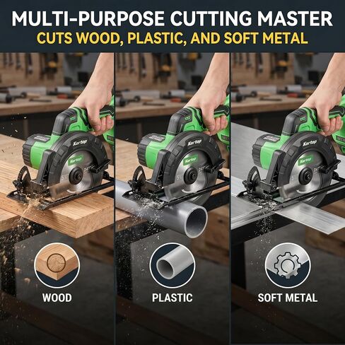 KARTOP Mini Circular Saw Cordless, 5-1/2" Sierra Circular with 3 Blades & 2 Pack 4.0Ah Battery, 7000RPM Power Saws for Wood, Soft Metal, Plastic Cutting in Kuwait