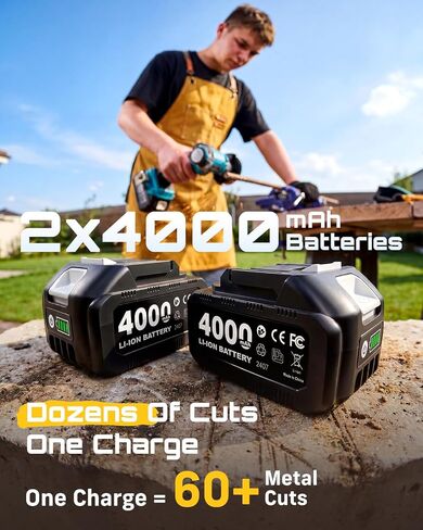 Seesii 21V Brushless 3" Cordless Cut-Off Tool with 2x 4.0Ah Batteries, 20000 RPM Mini Angle Grinder with 0.1s Safety Brake & Forward/Reverse, Cordless Cutter for Metal, Tile, Rebar in Kuwait